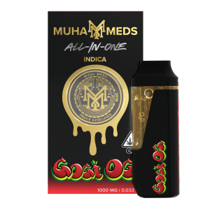 Muha Meds Gogi OG indica vape pen 1g – berry and gelato flavour with relaxing OG effects