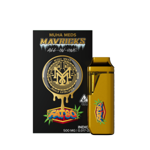 Muha Meds Fatso Indica 500mg all-in-one vape pen with sleek black design