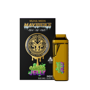 Muha Meds Garlic Jelly Indica vape pen 500mg – premium hash rosin all-in-one device available in Australia