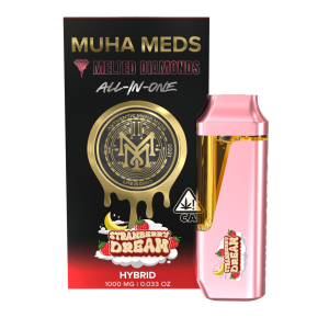 Muha Meds Strawberry Dream 1g Hybrid AIO vape pen with berry flavour and balanced effects