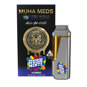 Muha Meds Gush Mintz hybrid live resin vape pen 1g – all-in-one THC vape Australia