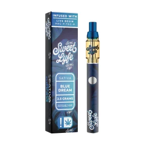 Sweet Lyfe Blue Dream disposable vape pen 2.5ml with live resin and THCP – Sativa strain