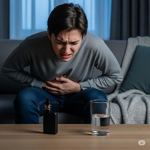 Person in Australia experiencing stomach pain after using a THC vape